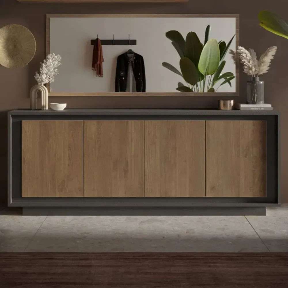 Skokie Wooden Sideboard with 4 Doors - Lava