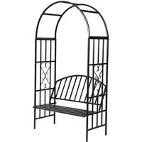 Skylar Garden Bench with Rose Arch - Black, Metal