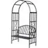 Skylar Garden Bench with Rose Arch - Black, Metal
