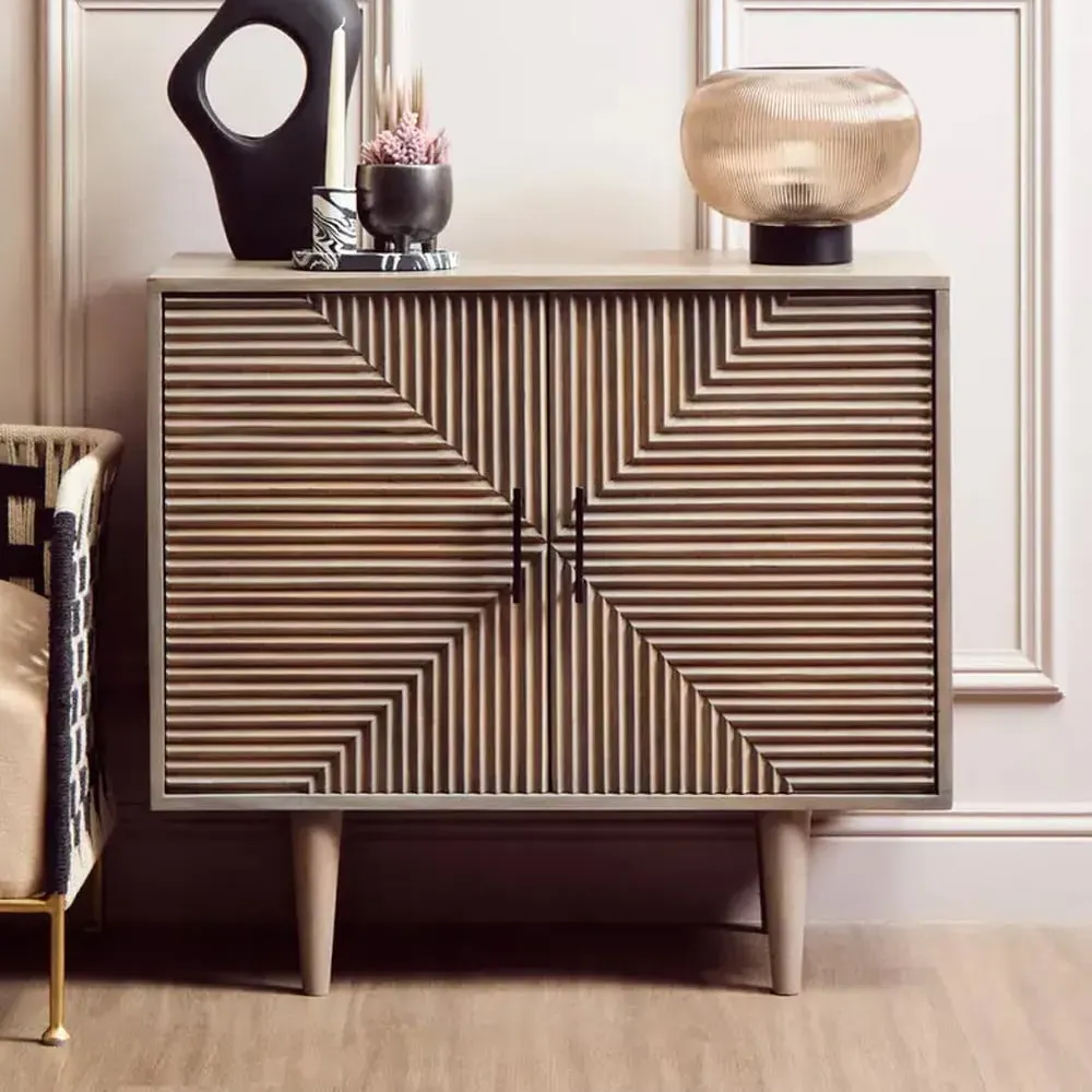 Slinger Storage Cabinet with 2 Doors - Grey, Mango Wood