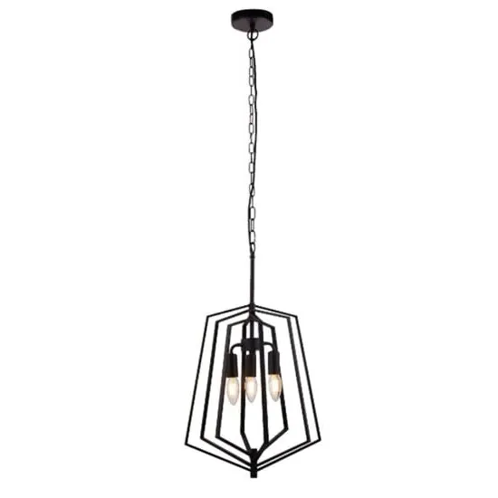 Slinky Wall Hung Adjustable 3 Pendant Light - Black, Metal