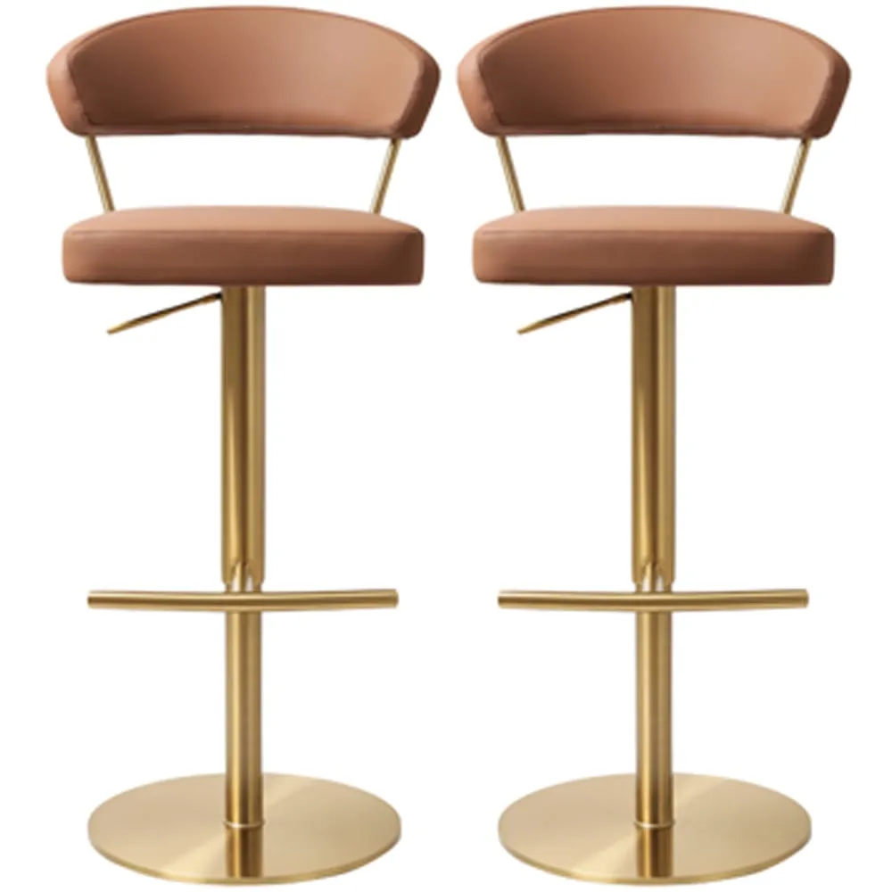 Sloan Bar Stools in Pair - Brown, Leather image
