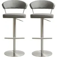 Sloan Bar Stools in Pair - Grey, Leather