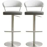 Sloan Bar Stools in Pair - Grey, Leather Fabric