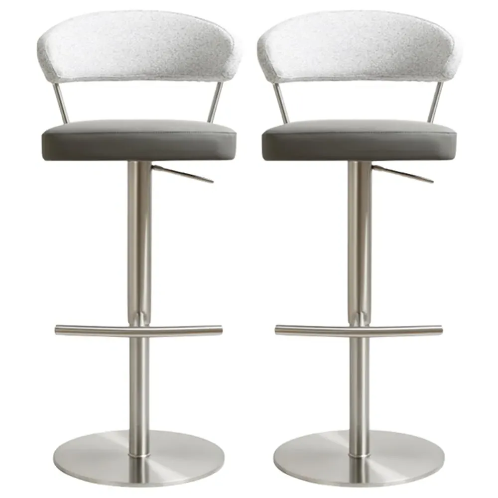 Sloan Bar Stools in Pair - Grey, Leather Fabric