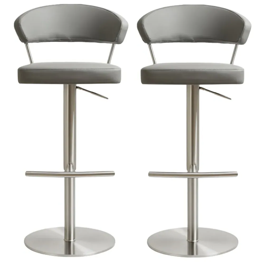 Sloan Bar Stools in Pair - Grey, Leather image