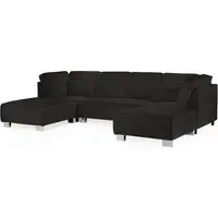Sloan U-Shaped Corner Sofa - Black, Fabric