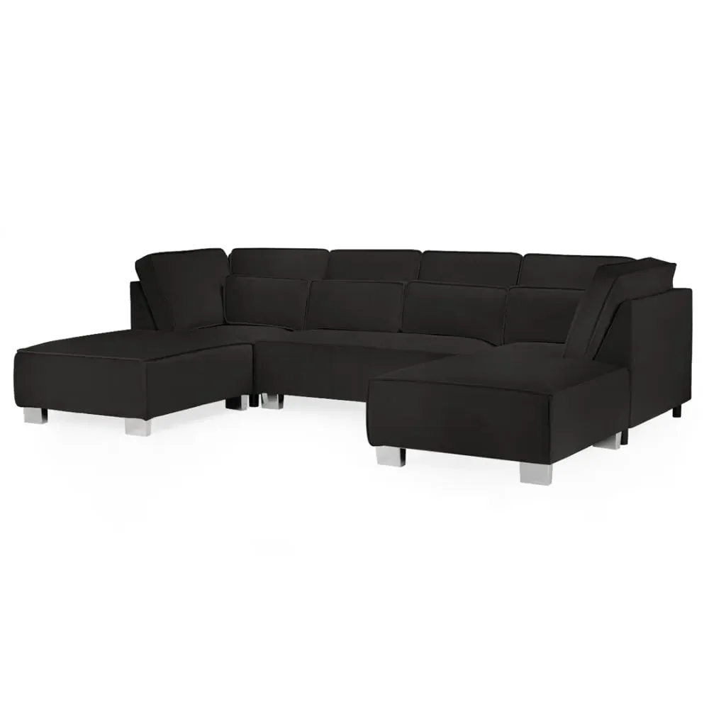 Sloan U-Shaped Corner Sofa - Black, Fabric image