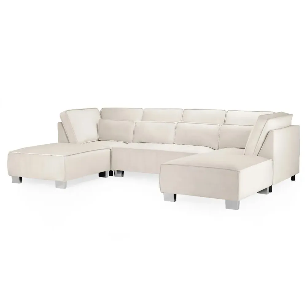 Sloan U-Shaped Corner Sofa - Cream, Fabric