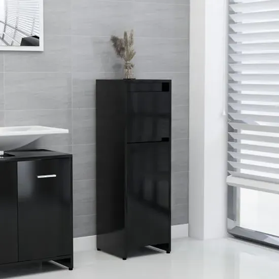 Smyrna Bathroom Storage Cabinet with 1 Door - Black, Engineered Wood image