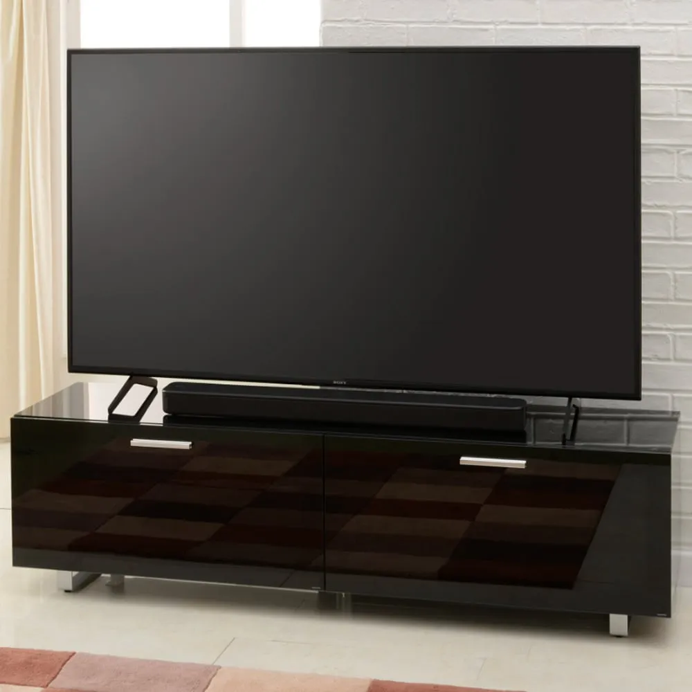 Sofia Large TV Stand with Glass Top - Black
