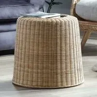 Sohag Round Side Table - Clear, Rattan