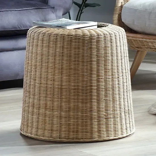 Sohag Round Side Table - Clear, Rattan image