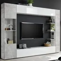 Solana Wall Entertainment Unit - White, Cement