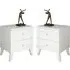 Solar Wooden Bedside Cabinets Pair - Serigraphed White
