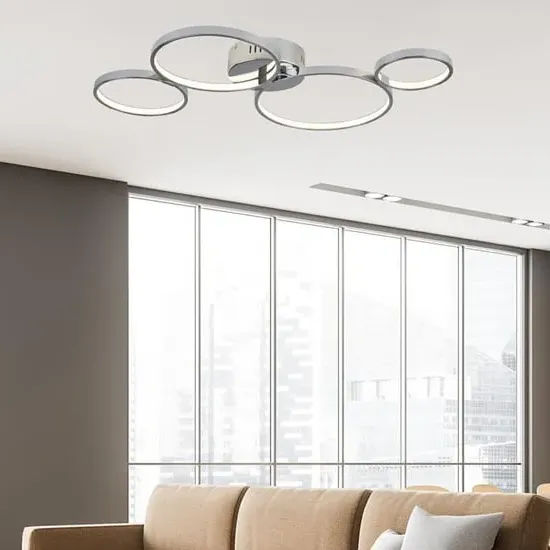 Solexa LED 4 Ring Flush Ceiling Light - Chrome image