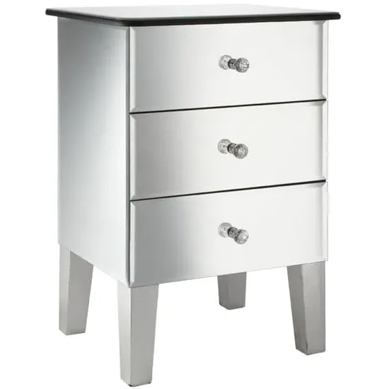Solitaire Mirrored Bedside Cabinet with 3 Drawers image