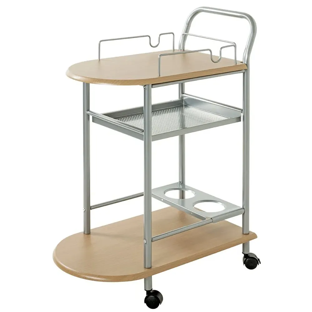 Solna 2-Tier Drinks Trolley with Wheels - Beech image