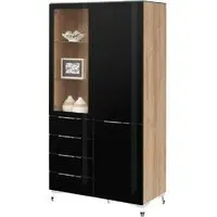 Solna Display Cabinet with Glass Doors - Black, Oak