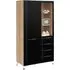Solna Display Cabinet with Glass Doors - Black, Oak