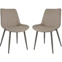 Solomona Dining Chairs Pair - Champagne, PU Leather