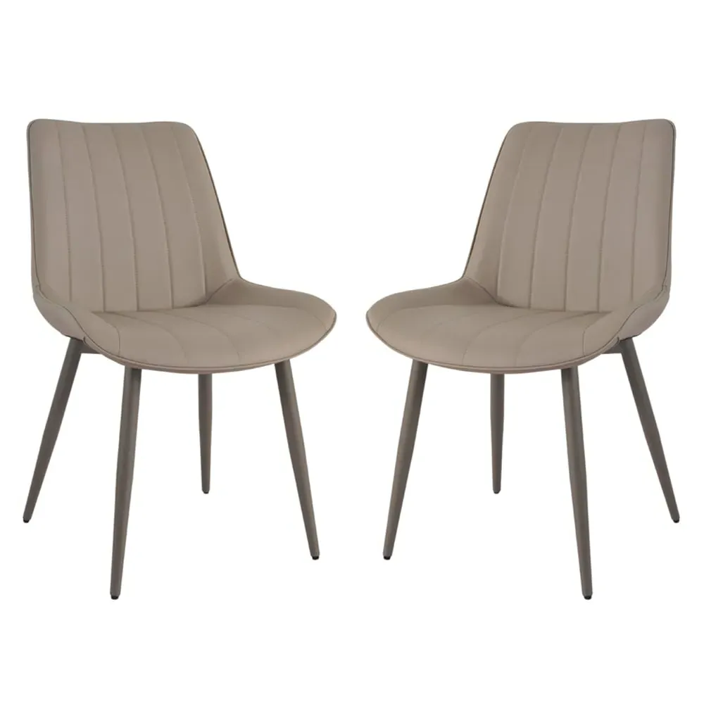 Solomona Dining Chairs Pair - Champagne, PU Leather image