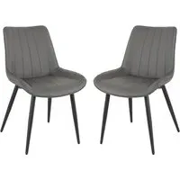 Solomona Dining Chairs Pair - Dark Grey, PU Leather