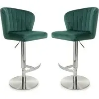 Solvo Bar Stools with Swivel - Green, Velvet