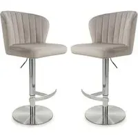 Solvo Bar Stools with Swivel - Mink, Velvet