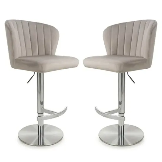 Solvo Bar Stools with Swivel - Mink, Velvet