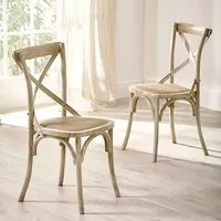 Somerton Dining Chairs with Rattan Seat, Pair - Brown, Wood alternate view