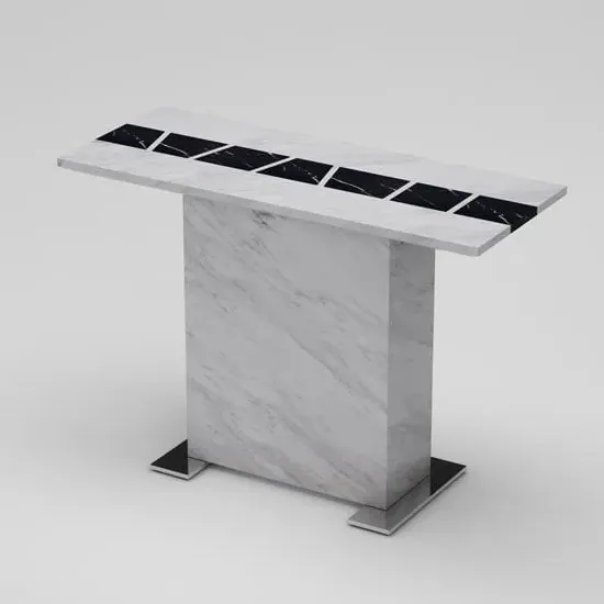Sonati Rectangular Console Table - White, Marble Effect image