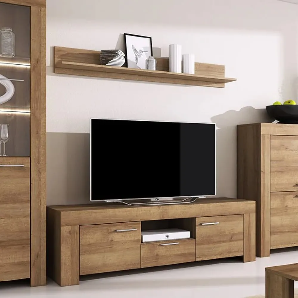 Sonora TV Stand with Wall Shelf - Riviera Oak