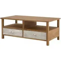 Sophia Coffee Table with 2 Drawers - Natural, Fir Wood