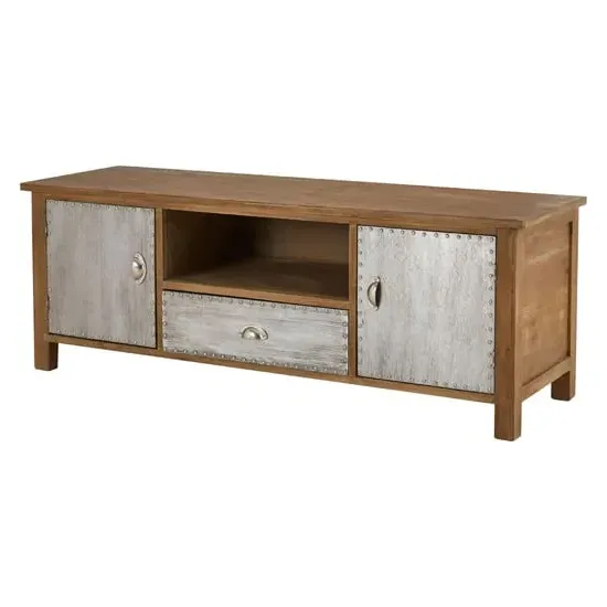 Sophia TV Stand with 2 Doors and 1 Drawer - Natural, Fir Wood