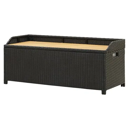 Sophiya Garden Storage Bench with Seating - Black, Poly Rattan image