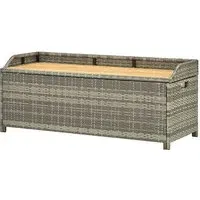 Sophiya Garden Storage Bench with Seating - Grey, Poly Rattan