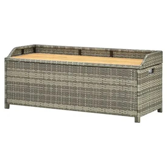 Sophiya Garden Storage Bench with Seating - Grey, Poly Rattan