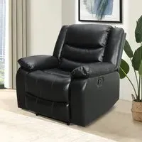 Sorreno 1-Seater Recliner Sofa - Black, Bonded Leather
