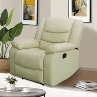 Sorreno 1-Seater Recliner Sofa - Ivory, Bonded Leather