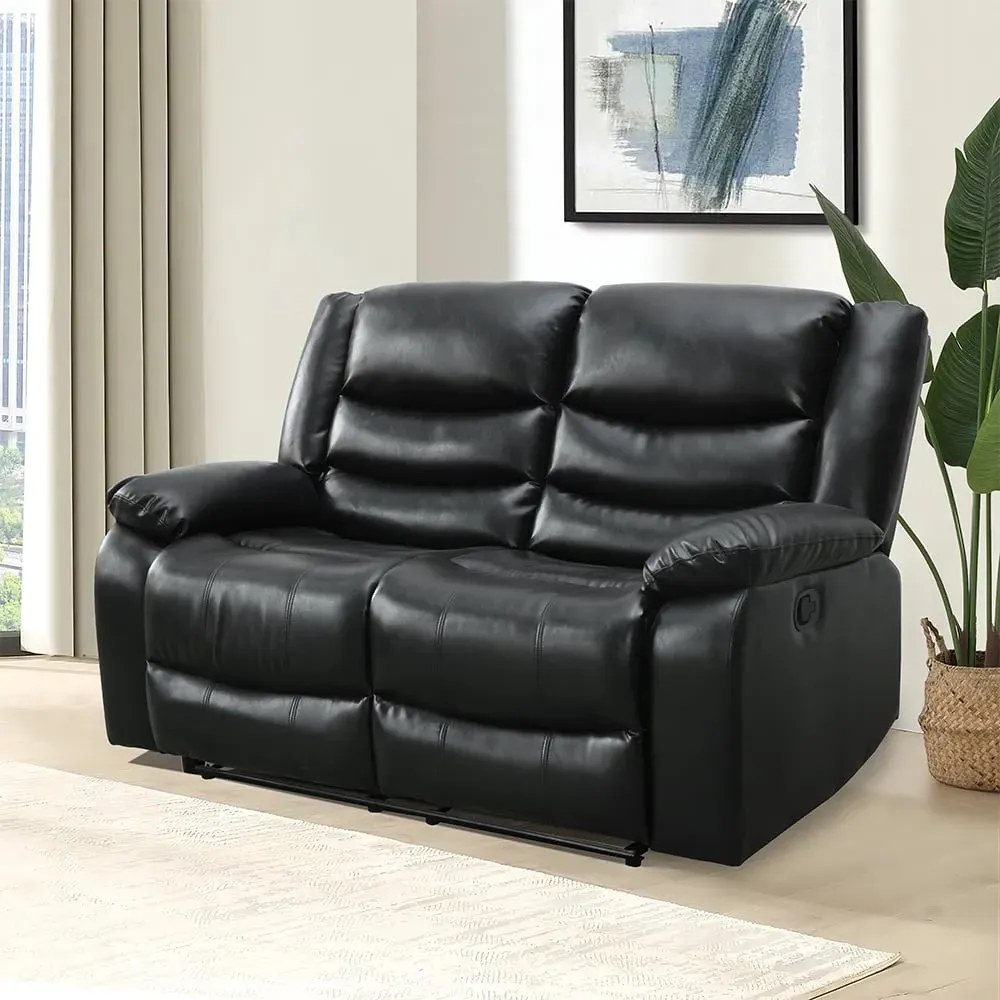 Sorreno 2-Seater Recliner Sofa - Black, Bonded Leather