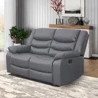 Sorreno 2-Seater Recliner Sofa - Dark Grey, Bonded Leather