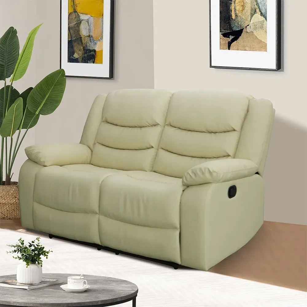 Sorreno 2-Seater Recliner Sofa - Ivory, Bonded Leather