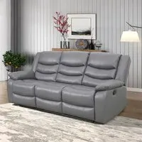 Sorreno 3-Seater Recliner Sofa - Dark Grey, Bonded Leather