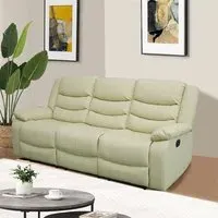 Sorreno 3-Seater Recliner Sofa - Ivory, Bonded Leather