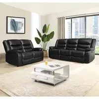 Sorreno 3+2 Recliner Sofa Set - Black, Bonded Leather