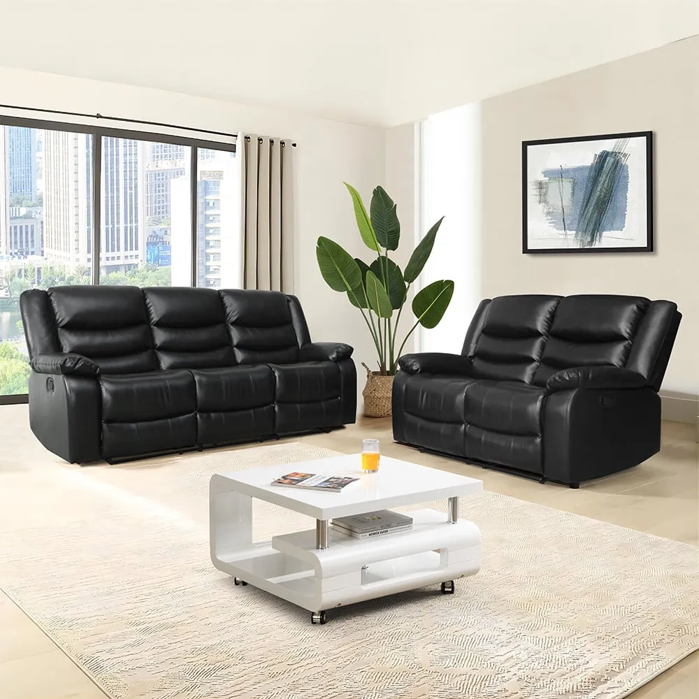 Sorreno 3+2 Recliner Sofa Set - Black, Bonded Leather image
