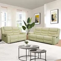 Sorreno 3+2 Recliner Sofa Set - Ivory, Bonded Leather