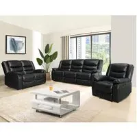 Sorreno 3+2+1 Recliner Sofa Set - Black, Bonded Leather