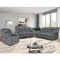 Sorreno 3+2+1 Recliner Sofa Set - Dark Grey, Bonded Leather